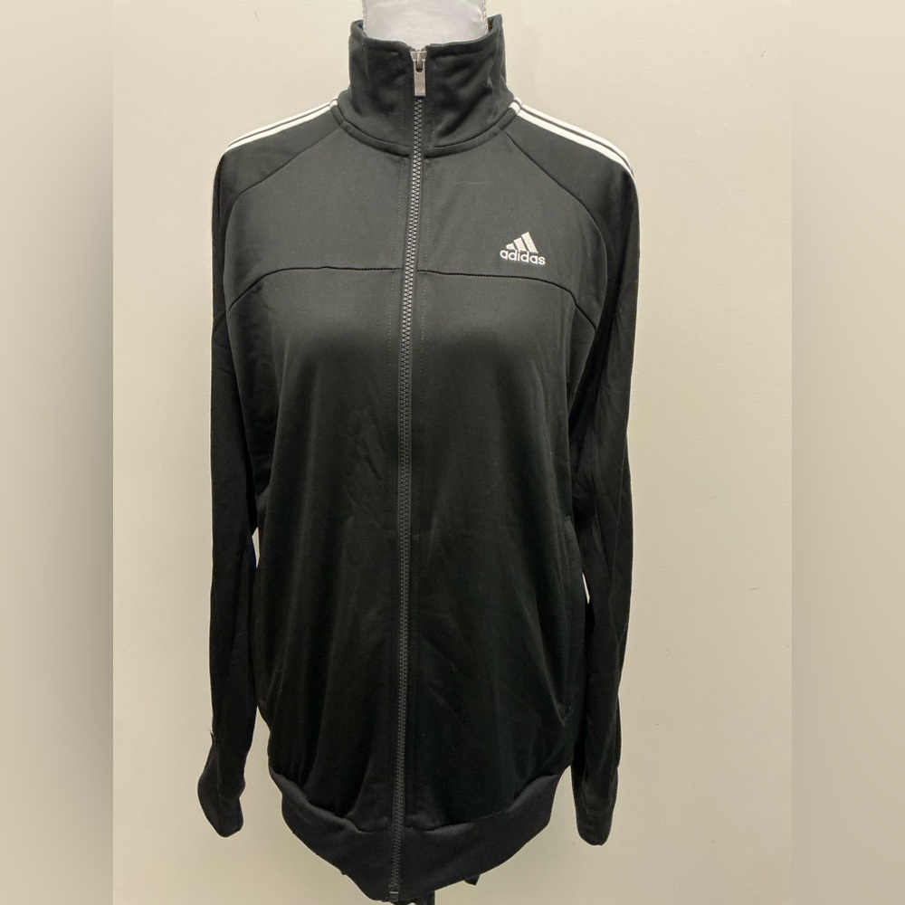 Adidas Black Zip-Up Jacket with White Stripes